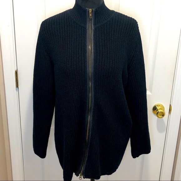 Chico's Sweaters - Chico’s Platinum zip leather front sweater size XL